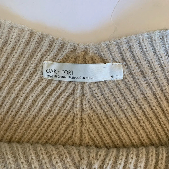 Oak and Fort oversize off the shoulder  sweater in beige size XS - Picture 4 of 7